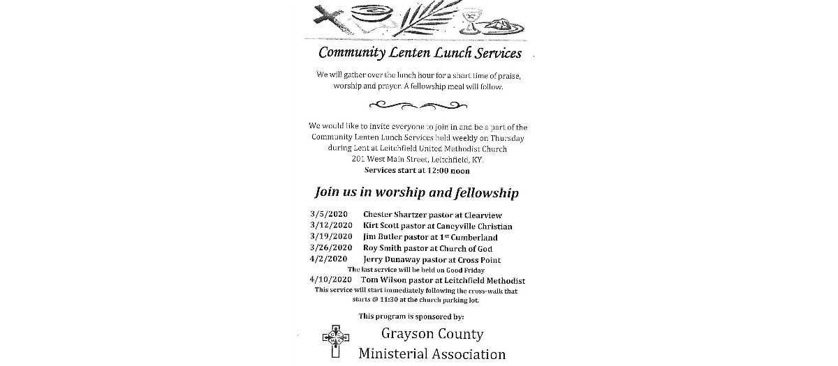 Community Lenten Lunch Services